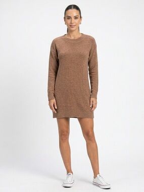 Zenana, 100% Nylon Sweater Dress in Brown - M